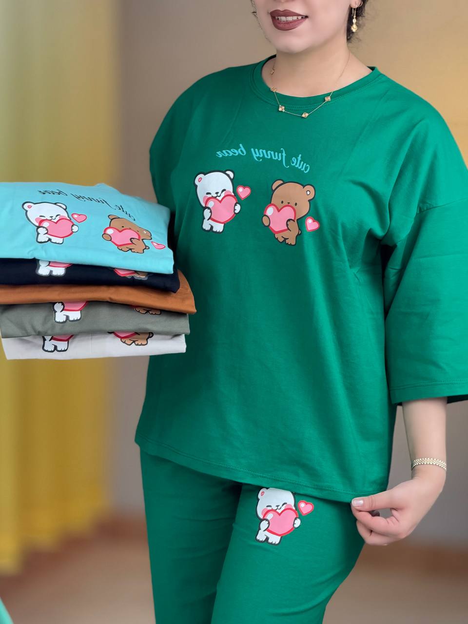 ست باکسی شلوار خرس عاشق کد 29553