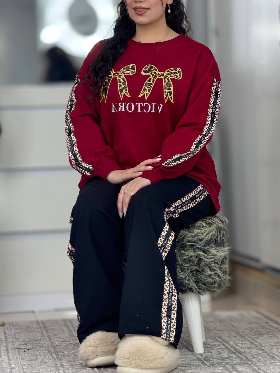 ست دورس شلوار پاپیون پلنگی کد 6461