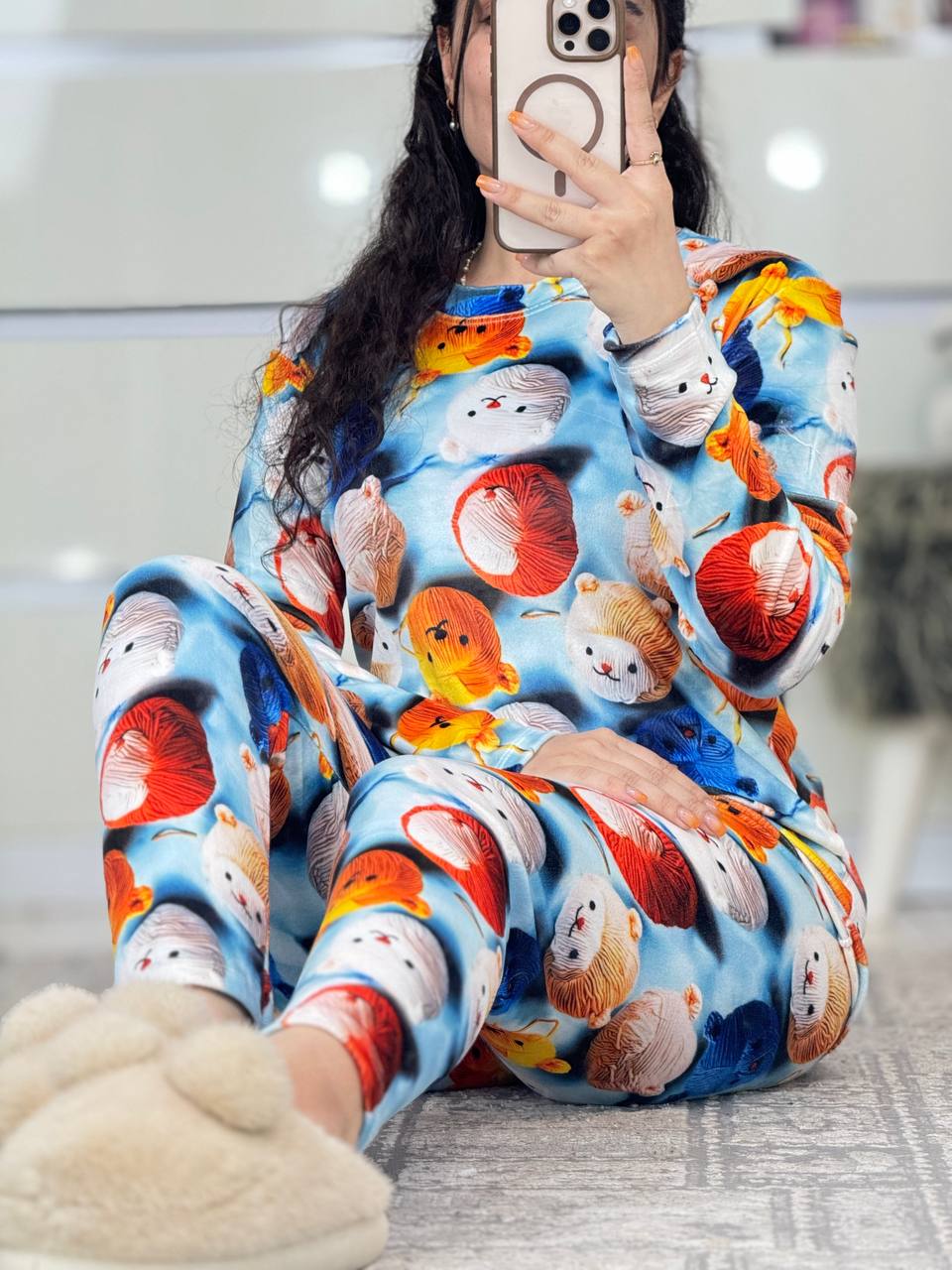 ست مخمل کلاف زمینه ابی کد 6173